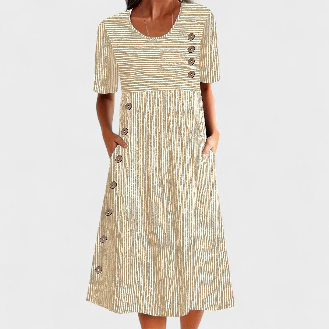 Sofia – Stilska poletna črtasta obleka