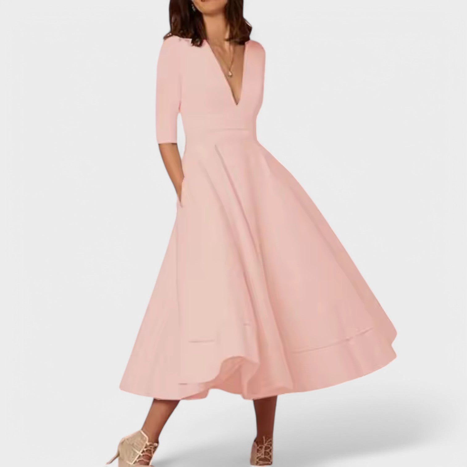 Helena - Čudovita elegantna obleka z V-izrezom