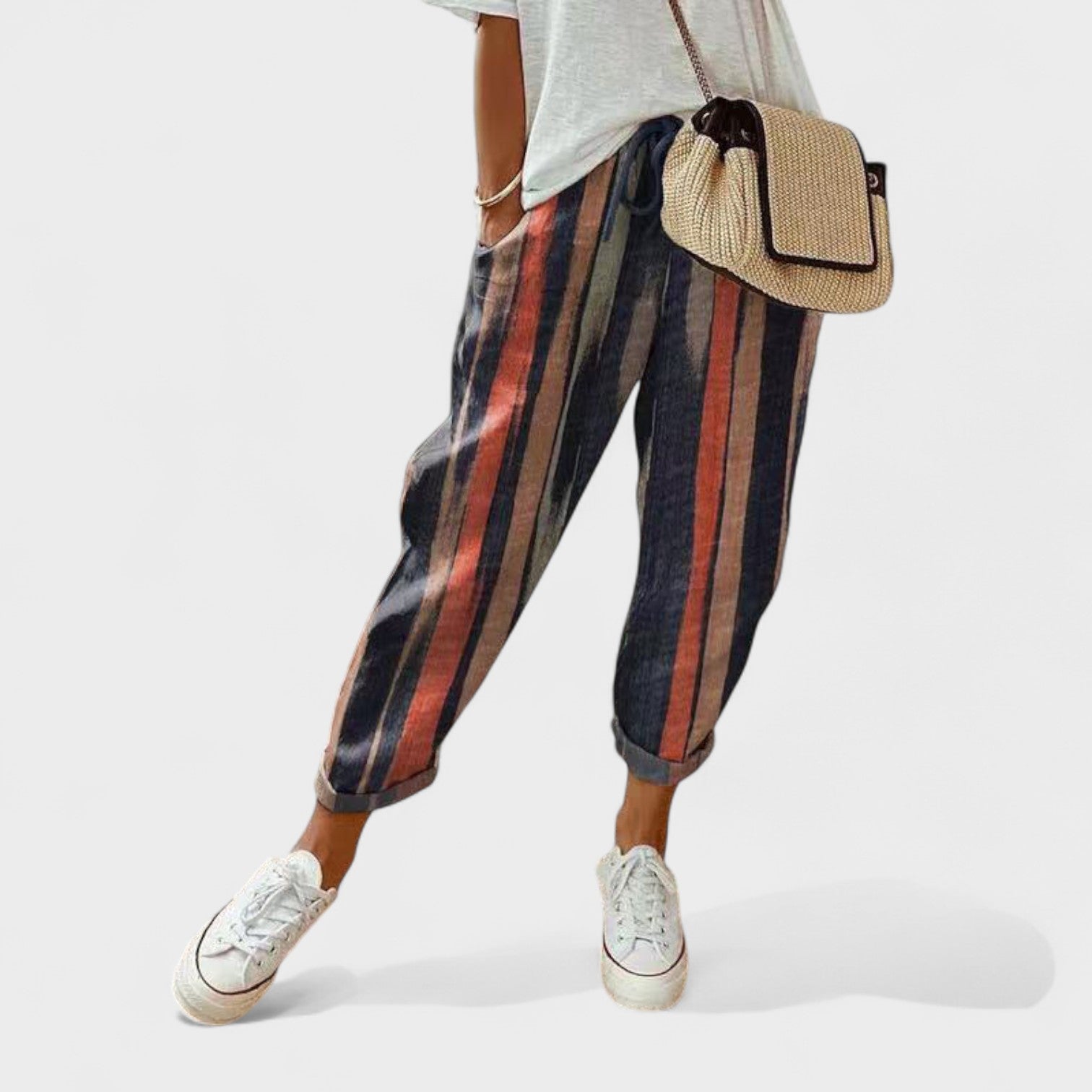 Francisca – Elegantne in udobne lanene hlače za višje udobje