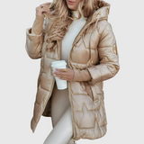 Kristi - Elegantna topla zimska jakna s kapuco in podlogo, idealna stilna izbira za zimo