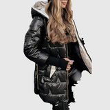 Kristi - Elegantna topla zimska jakna s kapuco in podlogo, idealna stilna izbira za zimo