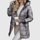 Kristi - Elegantna topla zimska jakna s kapuco in podlogo, idealna stilna izbira za zimo