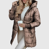 Kristi - Elegantna topla zimska jakna s kapuco in podlogo, idealna stilna izbira za zimo