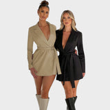 Zélia - Elegantna blazer obleka z V-izrezom