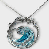 Elegantni darilni ogrlica z oceanskim valovitim obeskom