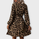 Beatriz - glamurozna kratka obleka z leopardjim vzorcem
