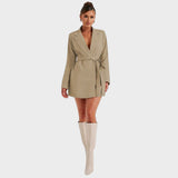 Zélia - Elegantna blazer obleka z V-izrezom