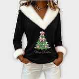 Vesel božični vrh s puhastim prešitkom in V-v-izrezom - popoln praznični slog
