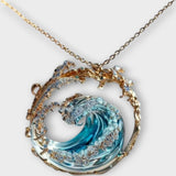 Elegantni darilni ogrlica z oceanskim valovitim obeskom