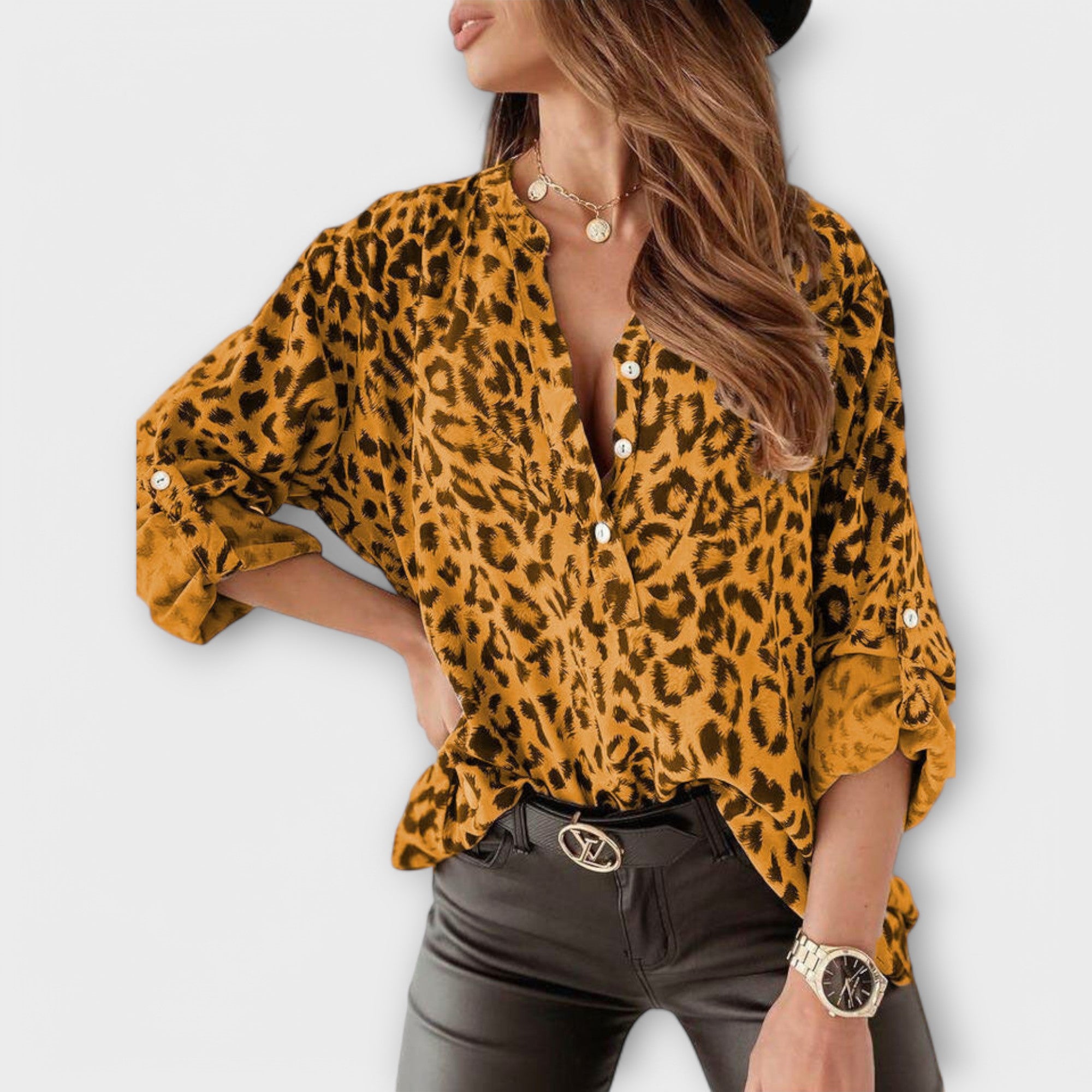 Luisa - Trendovski elegantni bluz z leopardjim vzorcem