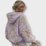 Hoodie Couture Rose Pink z razkošnimi okraski iz biserov