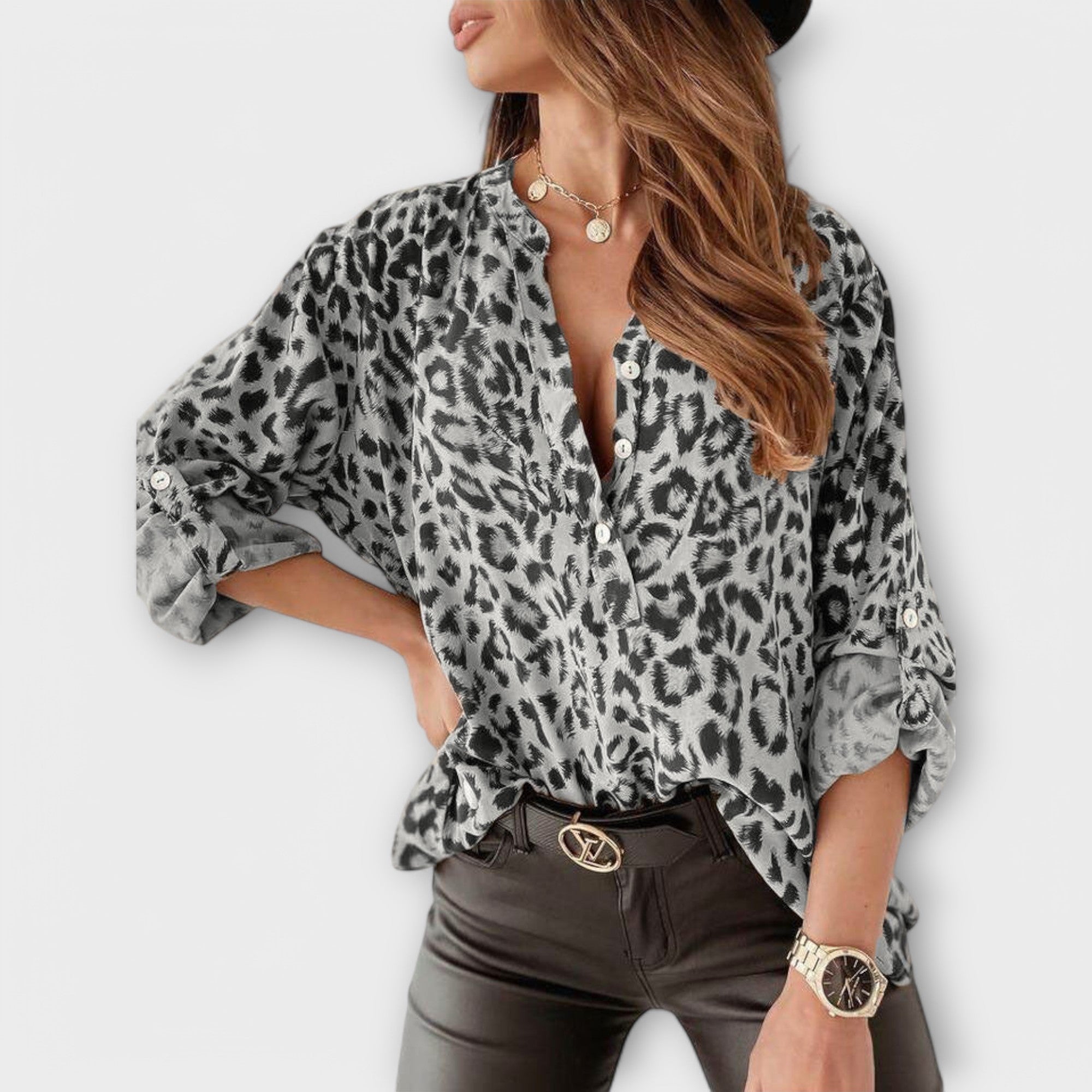 Luisa - Trendovski elegantni bluz z leopardjim vzorcem