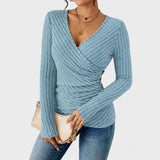 Jelena - Elegantna blusa z V-izrezom in kratkimi rokavi