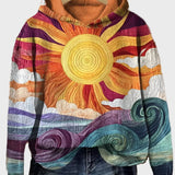 Retro hoodie z motivom sončnih žarkov